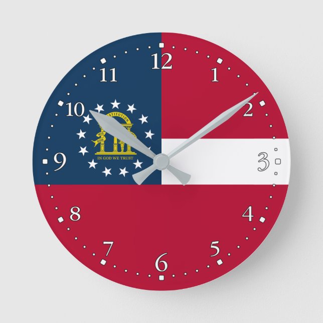 Georgia State Flag Round Clock (Front)