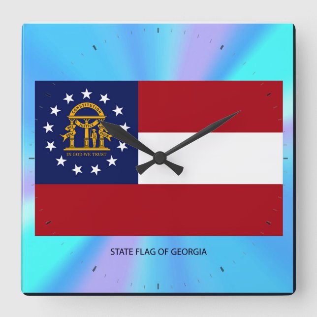 Georgia State Flag Square Wall Clock (Front)