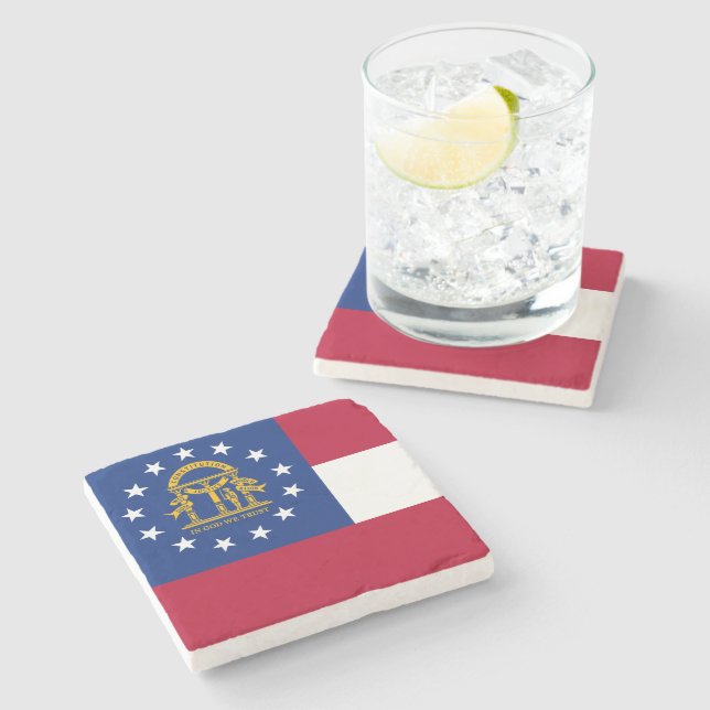 Georgia State Flag Stone Coaster (Side)