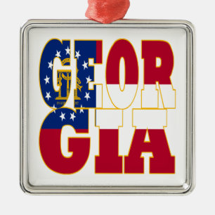 Georgia state flag text metal ornament