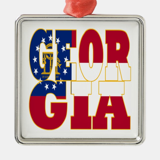 Georgia state flag text metal ornament (Front)