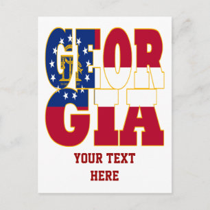 Georgia state flag text postcard