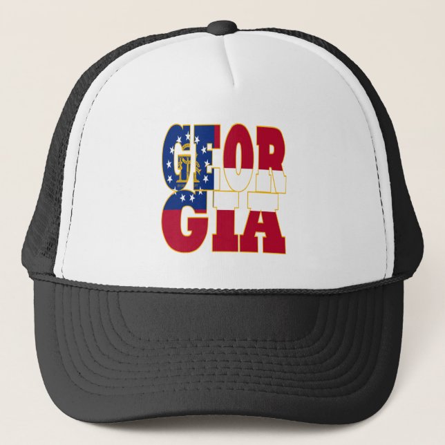 Georgia state flag text trucker hat (Front)