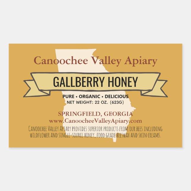 Georgia State Local Honey Jar Rectangle Stickers (Front)