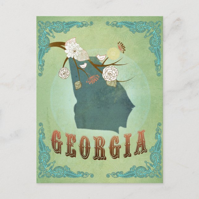 Georgia State Map – Green Postcard (Front)