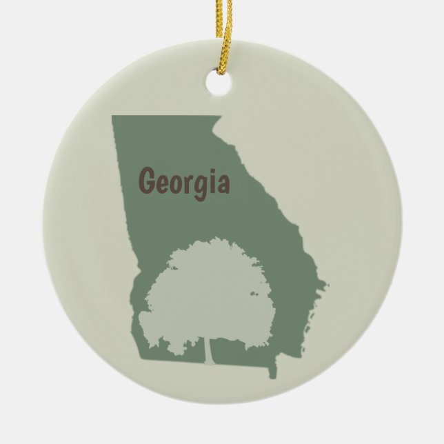 Georgia State map oak tree Ceramic Ornament (Front)