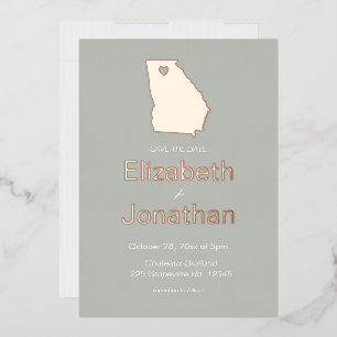 Georgia State Map Save The Date Rose Gold 