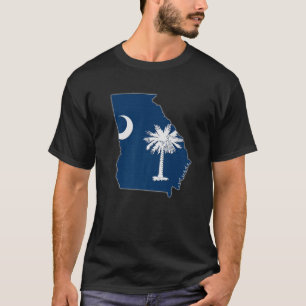 GEORGIA STATE MAP SOUTH CAROLINA SC Flag Roots Men T-Shirt