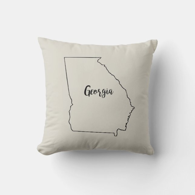 Georgia State Map Throw Pillow (Front)