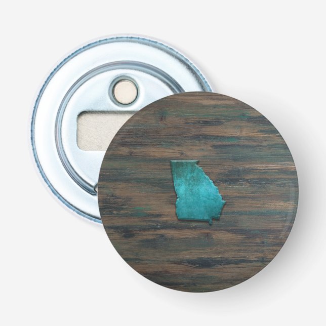 Georgia State Shape Teal Bottle Opener (Front)