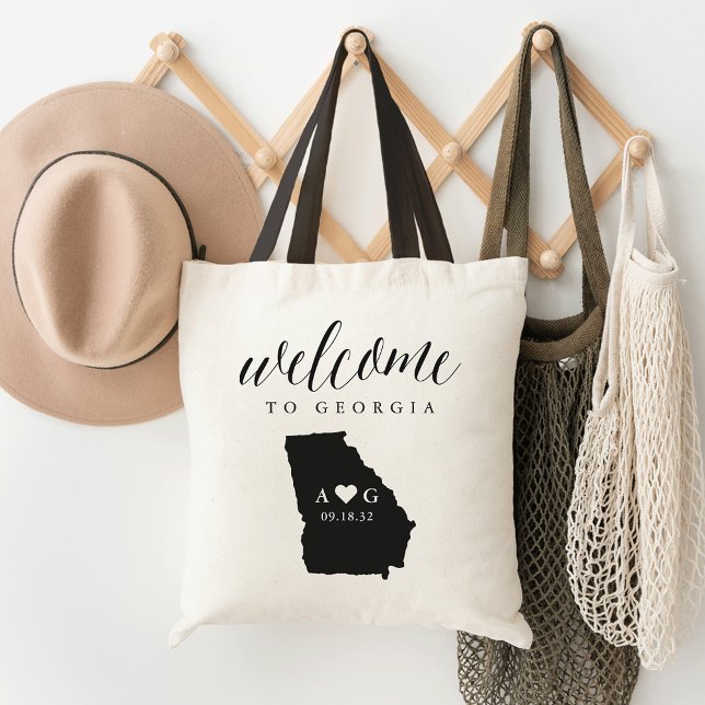 Georgia State Silhouette Wedding Welcome Tote Bag (Creator Uploaded)