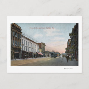 Georgia Street View with Street Car Postcard