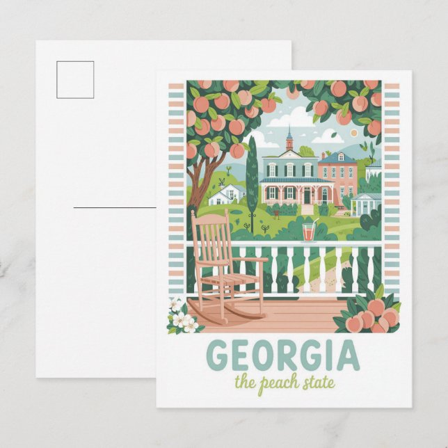 Georgia the Peach State USA Summer Travel Postcard (Front/Back)