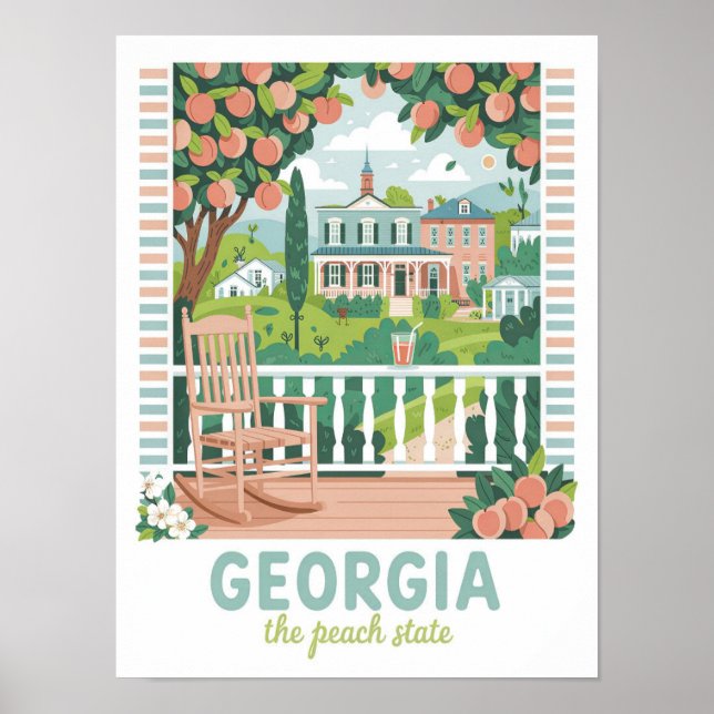 Georgia the Peach State USA Summer Travel Poster (Front)