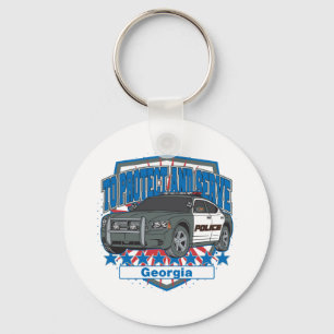 Georgia To Protect and Serve Police Car Key Ring