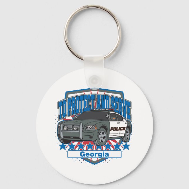 Georgia To Protect and Serve Police Car Key Ring (Front)