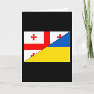 Georgia Ukraine Flag Georgian Ukrainian Pride Nati Card