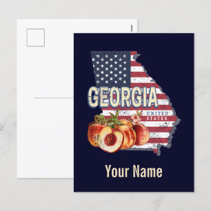 Georgia United States Retro State Map Vintage USA Holiday Postcard