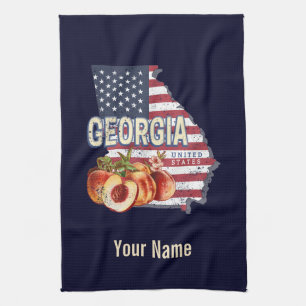 Georgia United States Retro State Map Vintage USA Tea Towel