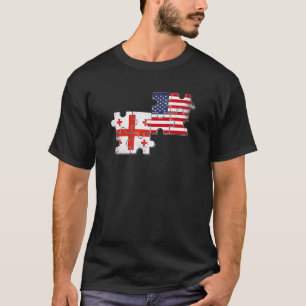 Georgia Usa Love Roots Georgian American Flag T-Shirt