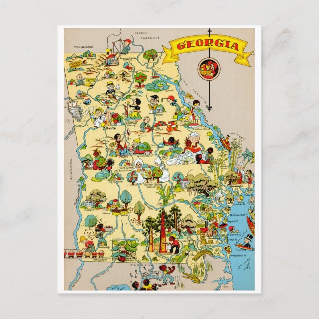 Georgia Vintage Map Postcard (Front)