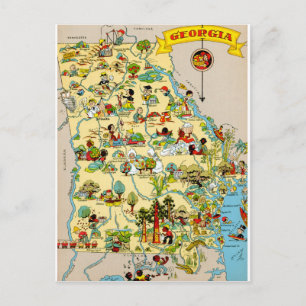 Georgia Vintage Map Postcard