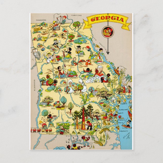 Georgia Vintage Map Postcard (Front)