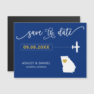 Georgia Wedding Save the Date Card, Map Magnetic Invitation