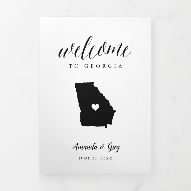 Georgia Wedding Welcome Letter & Itinerary Tri-Fold Programme (Cover)