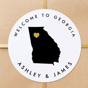 Georgia Wedding Welcome Sticker for Treat Box, Bag