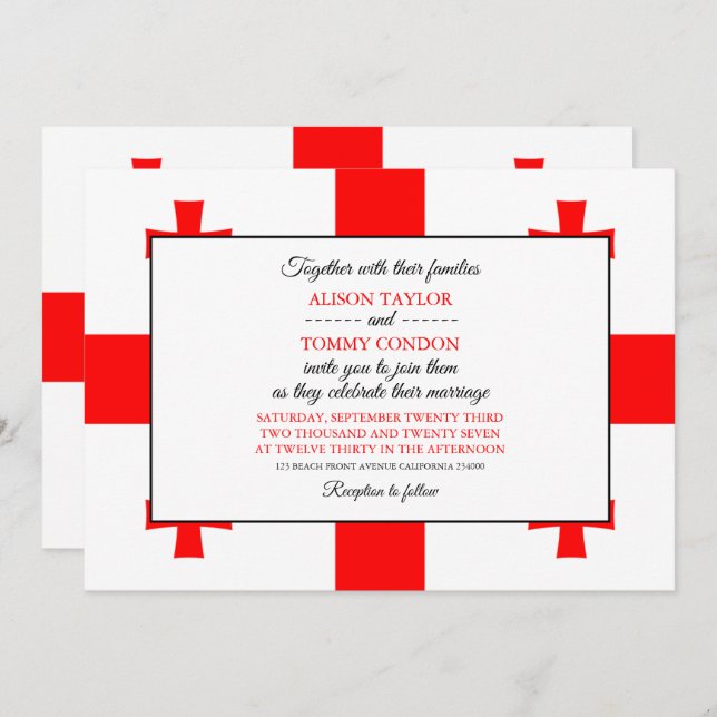 Georgian Flag, Flag of Georgia Wedding Invitation (Front/Back)