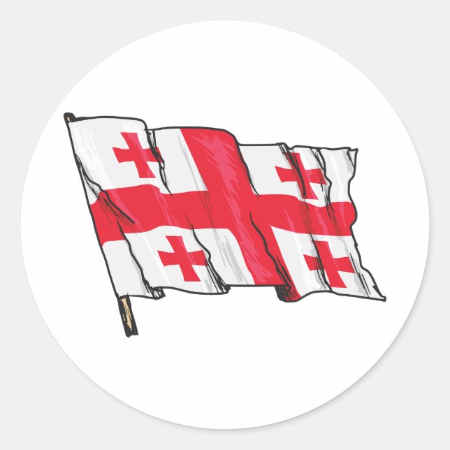 Georgian Flag Red and White Cross Classic Round Sticker (Front)