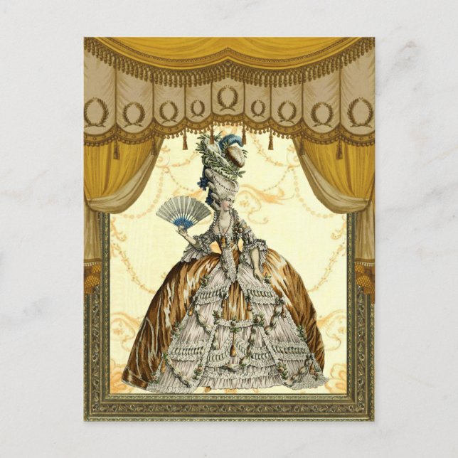 Georgian Lady with a fan - Gold Postcard (Front)