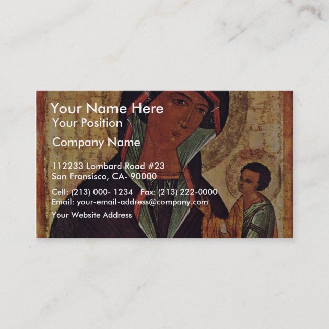 Georgian Madonna By Meister Der Schule Von Nowgoro Business Card (Front)