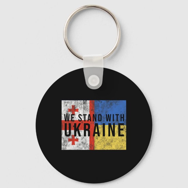 Georgian-ukrainian Flag Flag - Friendly Countries  Key Ring (Front)