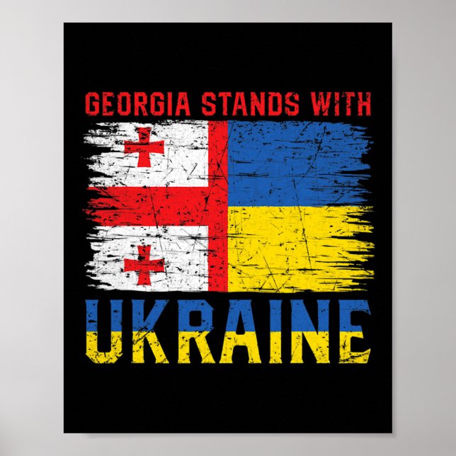 Georgian-ukrainian Flag Flag - Friendly Countries  Poster (Front)