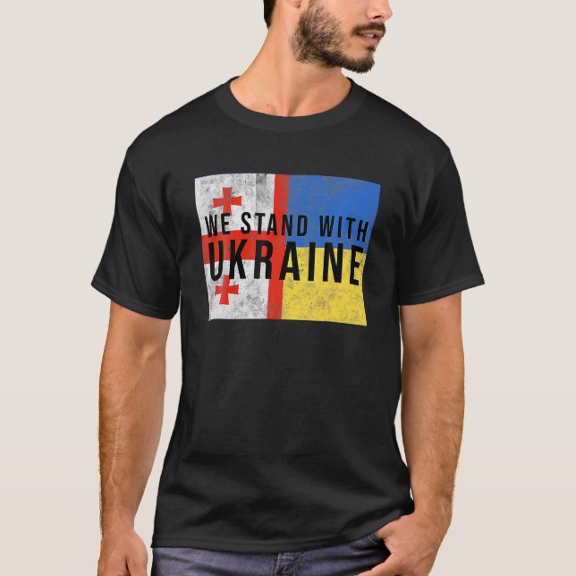 Georgian Ukrainian Flag Flag Friendly Countries T-Shirt (Front)
