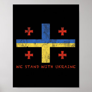 Georgian-ukrainian Flag - Friendly Countries  Poster