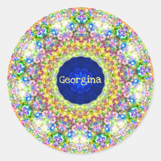 GEORGINA ~ Sweet Floral Pattern ~ Personalised Classic Round Sticker