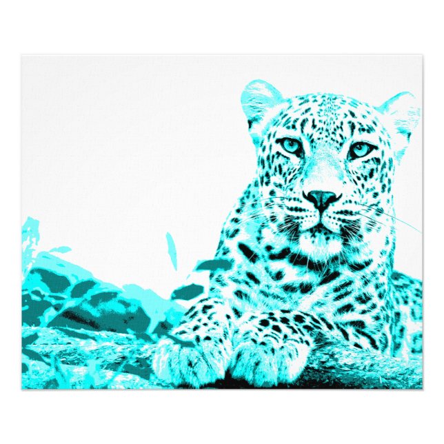Georgous Leopard in Turquoise Photo Print (Front)