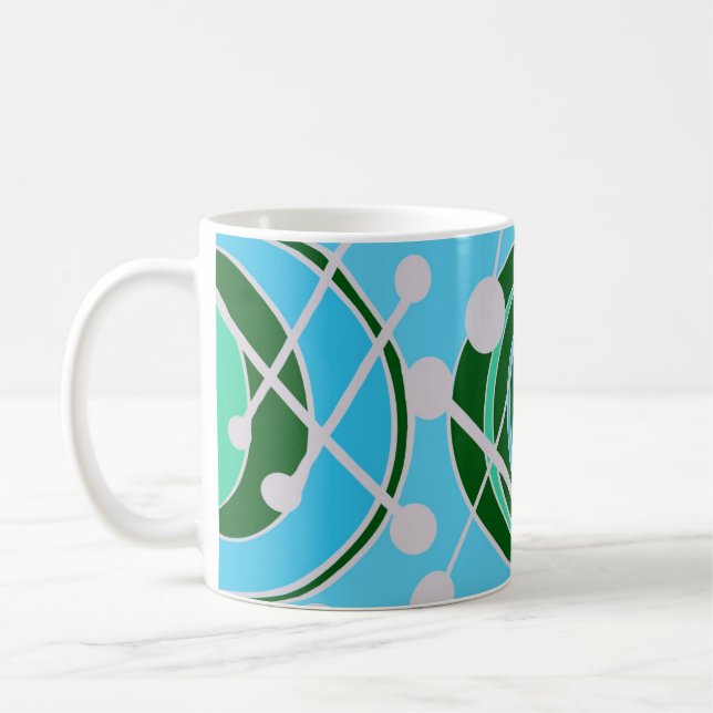 Geoshapes in green and blue with white mug (Left)