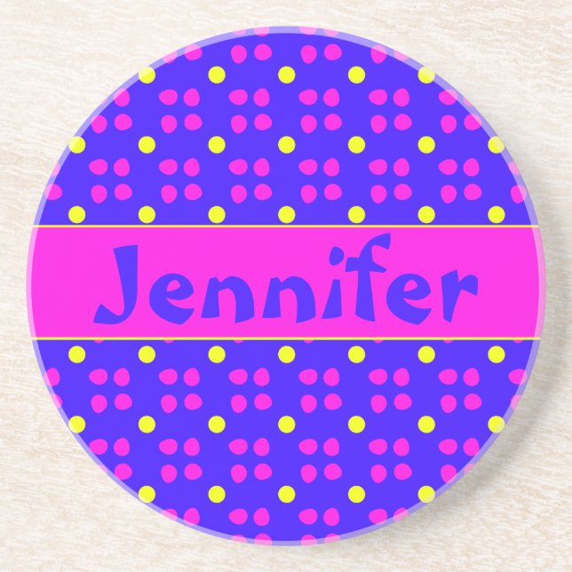 Gepersonaliseerde Stippen patroon Coaster (Front)