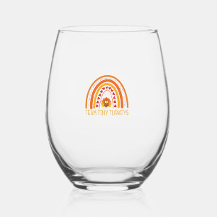 GER1 Team Tiny Turkeys Nurse Rainbow Thanksgiving Stemless Wine Glass