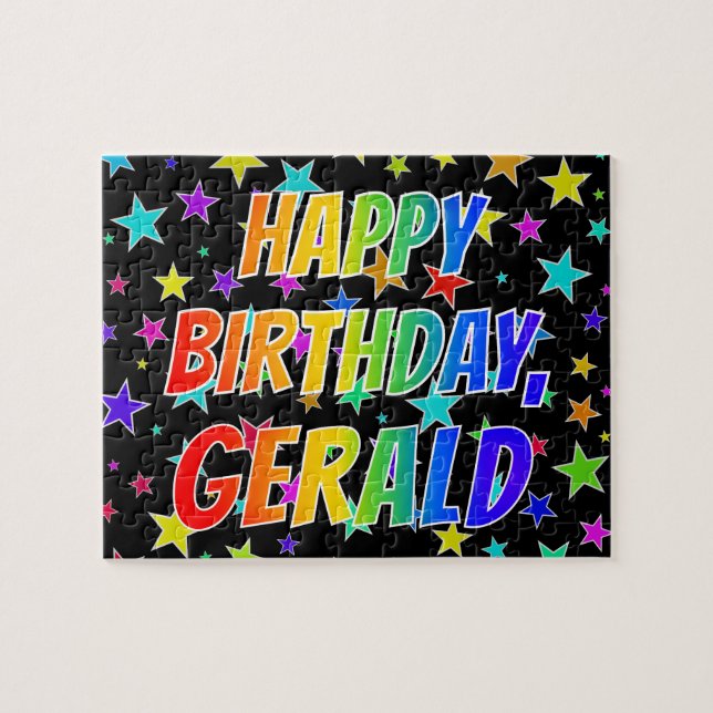 "GERALD" First Name, Fun "HAPPY BIRTHDAY" Jigsaw Puzzle (Horizontal)