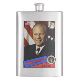 Gerald Ford Baseball Card Hip Flask