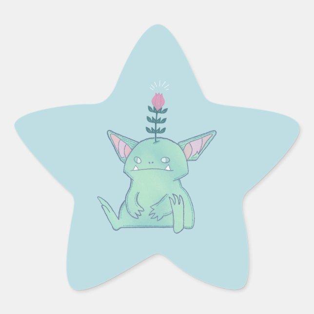 Gerald the Goblin | Cute Grumpy Fantasy Creature  Star Sticker (Front)