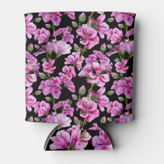 Geranium branches, watercolor pink buds. can cooler