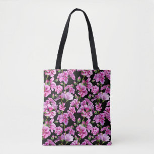 Geranium branches, watercolor pink buds. tote bag