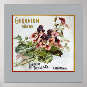 Geranium Brand Fruit Crate Label Poster