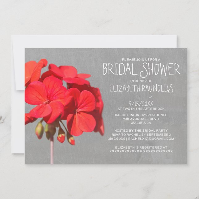 Geranium Bridal Shower Invitations (Front)